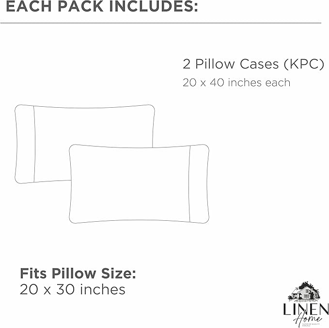 100% Cotton Pillowcase Set - King - 2 Piece