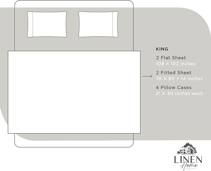100% Cotton Bed Sheet Set - King - 8 Piece