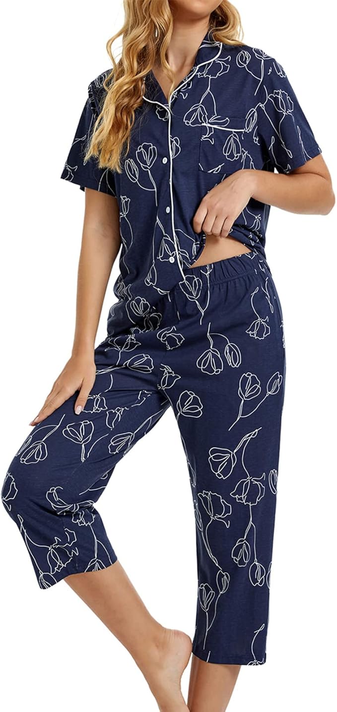 Capri Pajama Set - Short Sleeve - 2 Piece