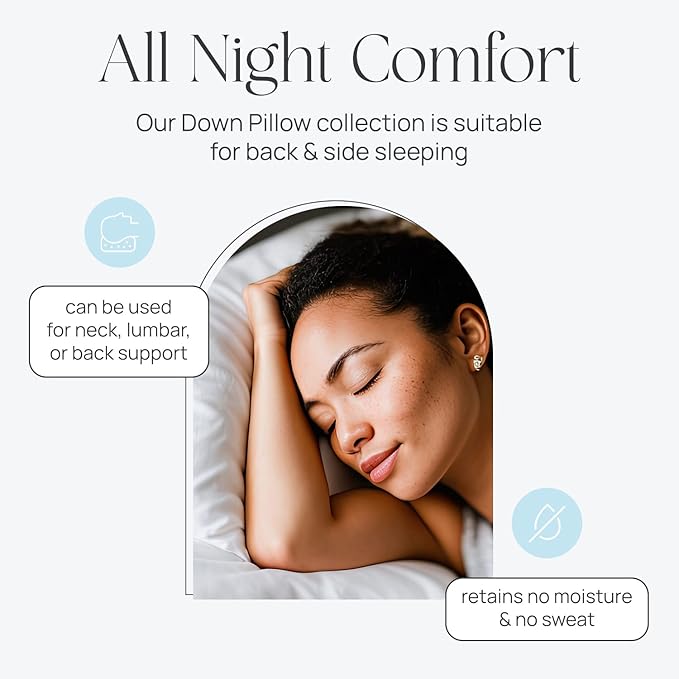 100% Cotton Bed Pillow - Queen - 20 x 30 in - 2 Piece