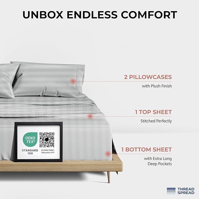 Bed Sheet Set - Queen - 17 in Deep Pocket - 4 Piece