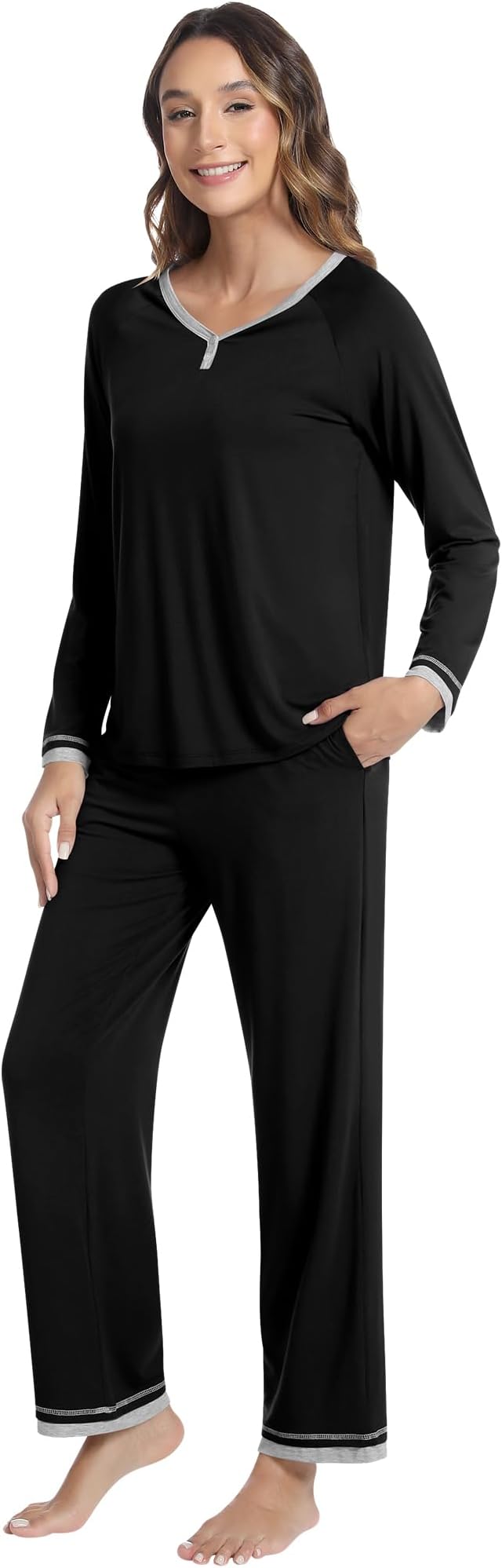 Women's Bamboo Pants Pajama Set - Long Sleeve - 2 Piece