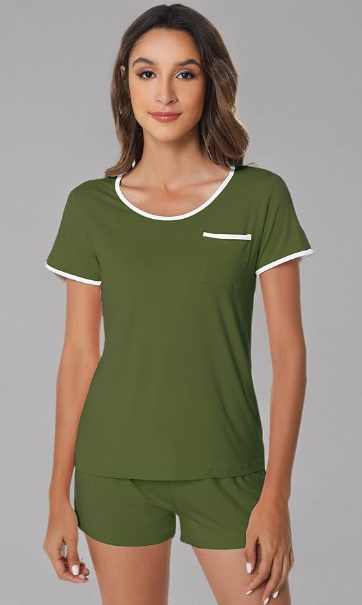 Women's Bamboo Cooling Pajama Set - Short Sleeve - 2 Piece