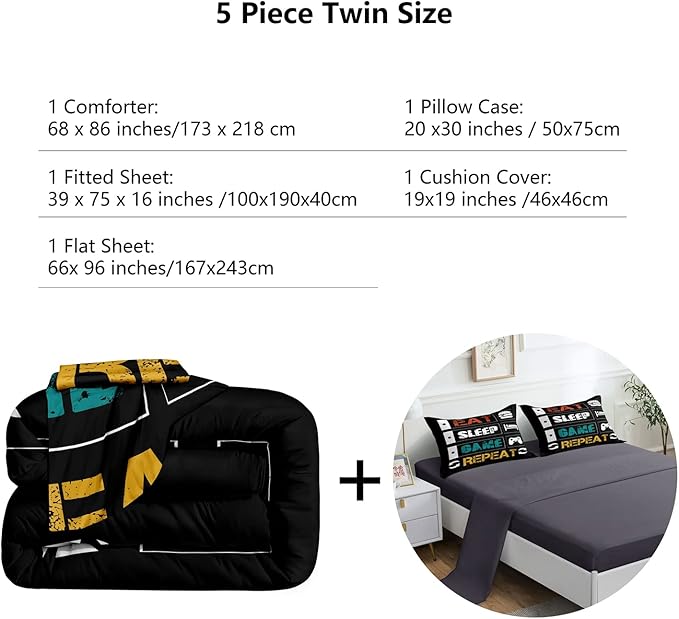 Microfiber Comforter Set - Twin - 5 Piece