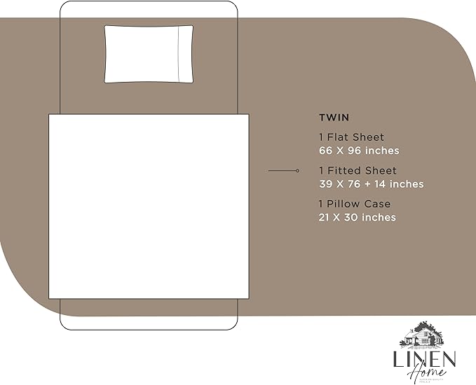 100% Cotton Bed Sheet Set - Twin - 3 Piece