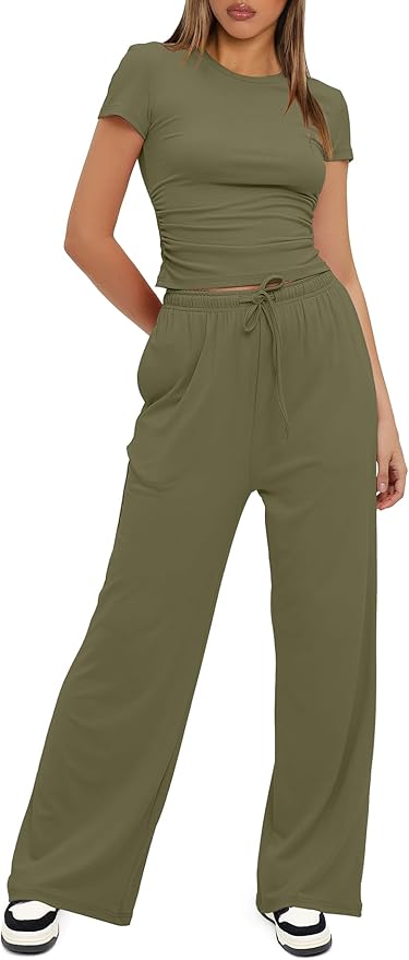 Women's Loungewear Set - Short Sleeve - Pants - 2 Piece