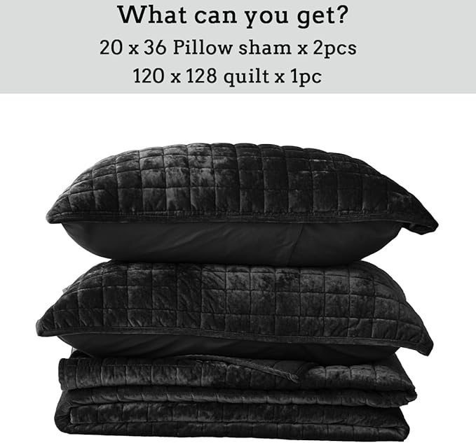 Velvet Quilt Set - King - 3 Piece