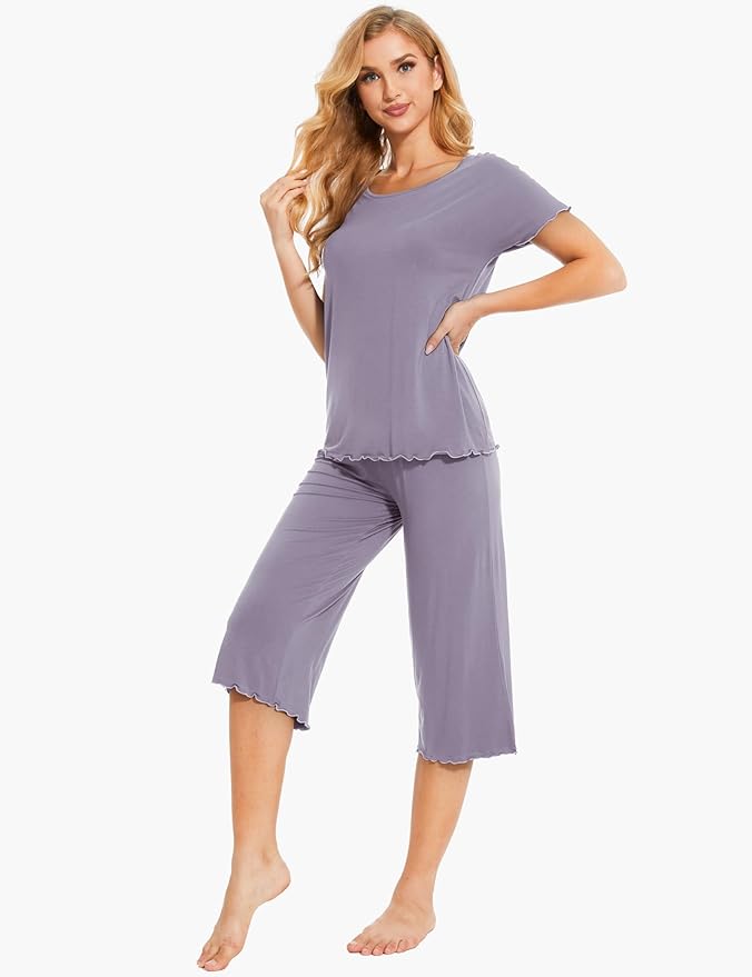 Bamboo Capri Pajama Set - Short Sleeve - 2 Piece
