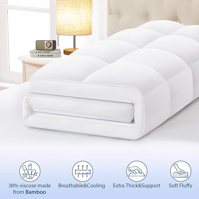 Bamboo Cooling Mattress Topper - Twin