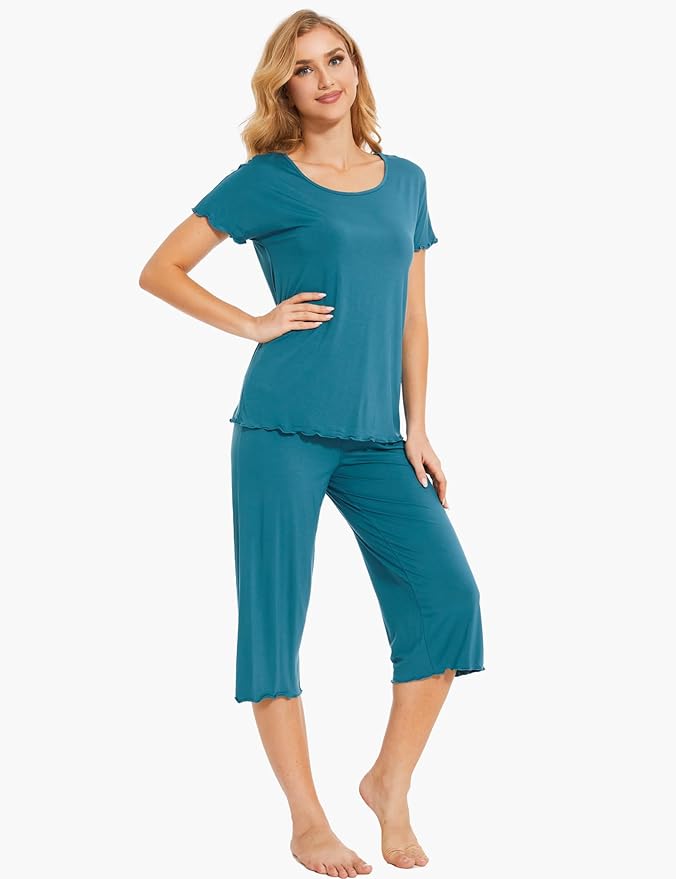 Bamboo Capri Pajama Set - Short Sleeve - 2 Piece