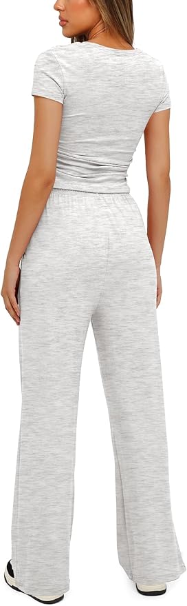 Women's Loungewear Set - Short Sleeve - Pants - 2 Piece