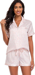 Women's Satin Pajama Set - Short Sleeve - 2 Piece
