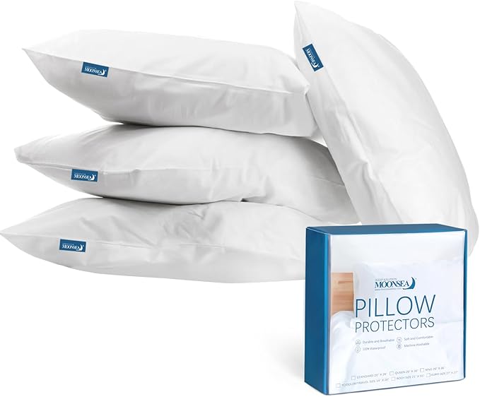 Waterproof Pillow Protector - Queen - 20 x 30 in - 4 Pack