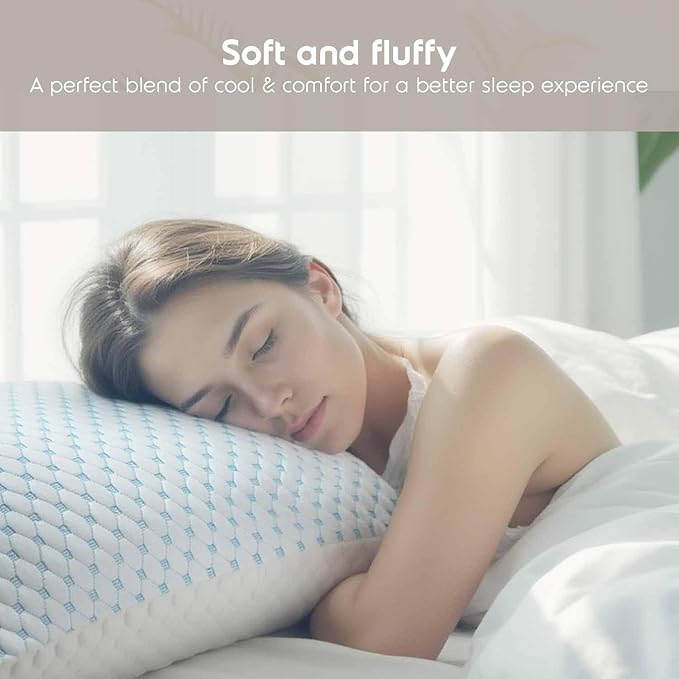 Memory Foam Cooling Bed Pillow - 2 Pack