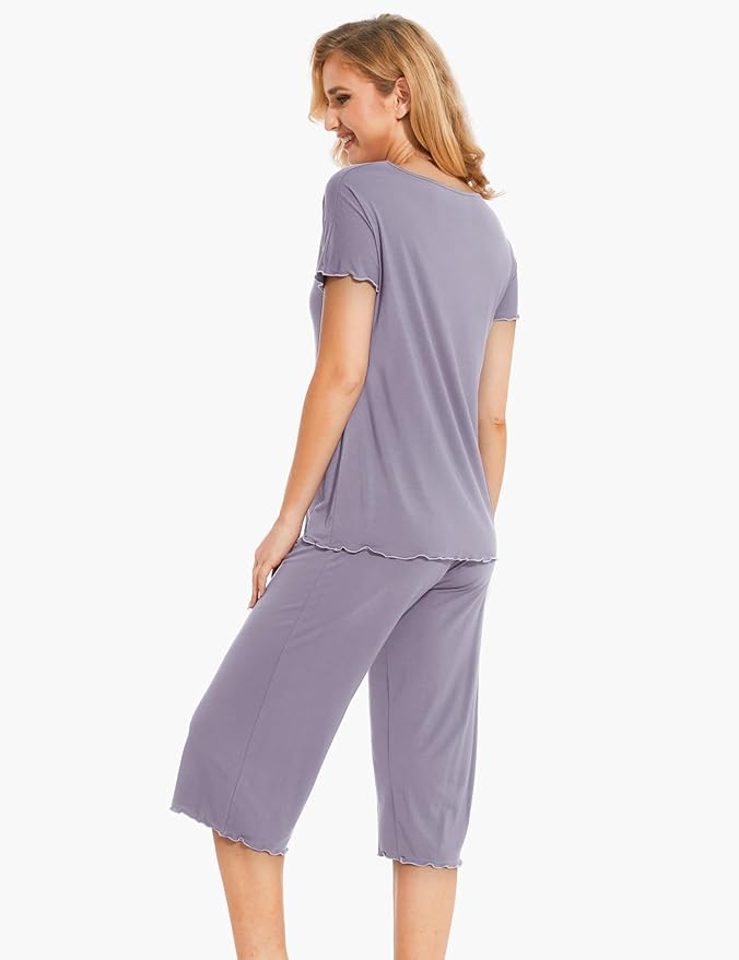 Bamboo Capri Pajama Set - Short Sleeve - 2 Piece