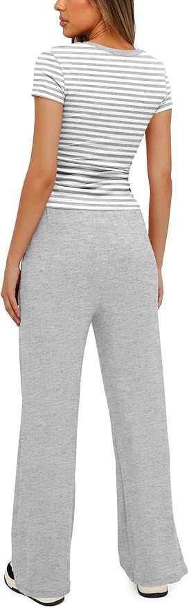 Women's Loungewear Set - Short Sleeve - Pants - 2 Piece