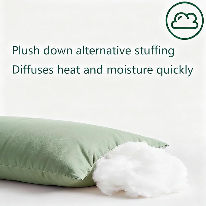 Down Alternative Bed Pillow - King - 20 x 36 in - 2 Piece