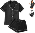 Satin Pajama Set - Short Sleeve - 4 Piece