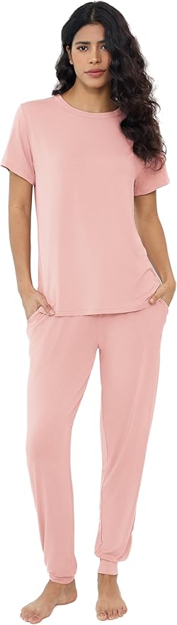 Women's Bamboo Pants Pajama Set - Short Sleeve - 2 Piece