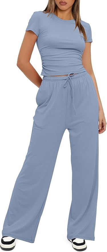 Women's Loungewear Set - Short Sleeve - Pants - 2 Piece