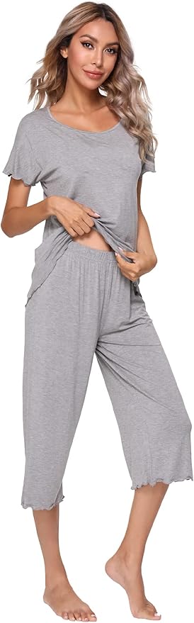 Bamboo Capri Pajama Set - Short Sleeve - 2 Piece