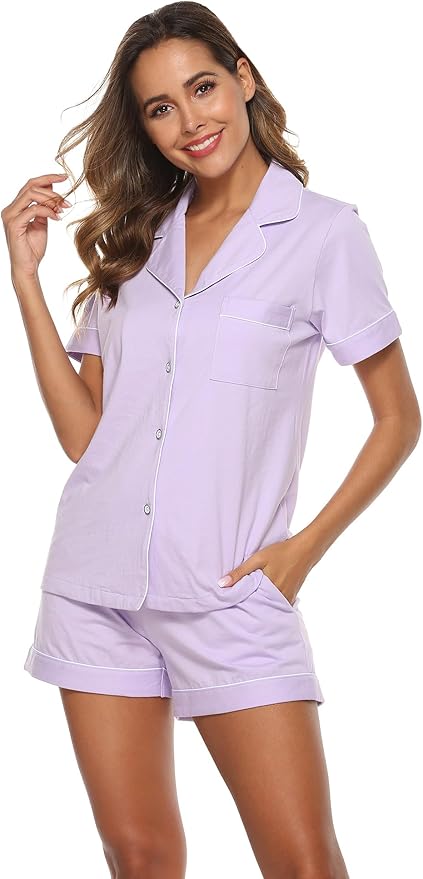 100% Cotton Pajama Set - Short Sleeve - 2 Piece