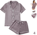 Satin Pajama Set - Short Sleeve - 4 Piece