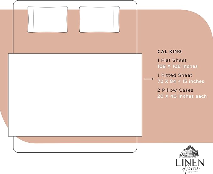 100% Cotton Bed Sheet Set - California King - 4 Piece