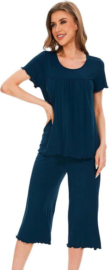 Bamboo Capri Pajama Set - Short Sleeve - 2 Piece