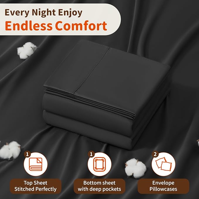 Bed Sheet Set - Full - 16 in Deep Pocket - 4 Piece