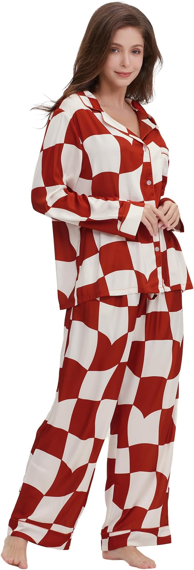 Satin Pajama Set - Long Sleeve - 2 Piece