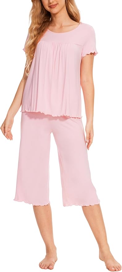 Bamboo Capri Pajama Set - Short Sleeve - 2 Piece