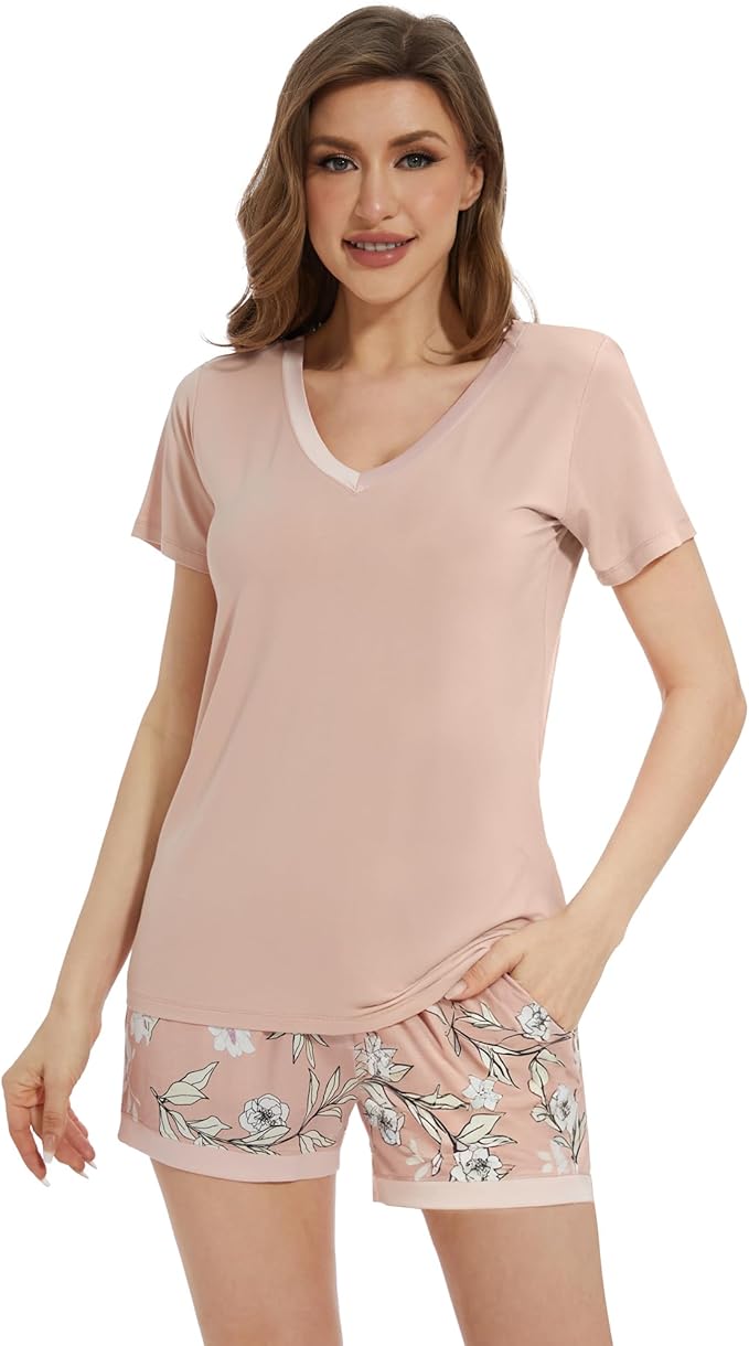 Women's Bamboo Cooling Pajama Set - Short Sleeve - 2 Piece