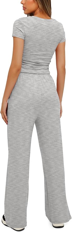 Women's Loungewear Set - Short Sleeve - Pants - 2 Piece