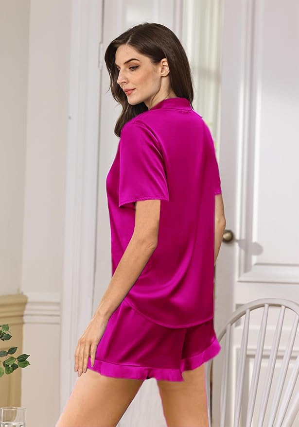 Women's Satin Pajama Set - 2 Piece