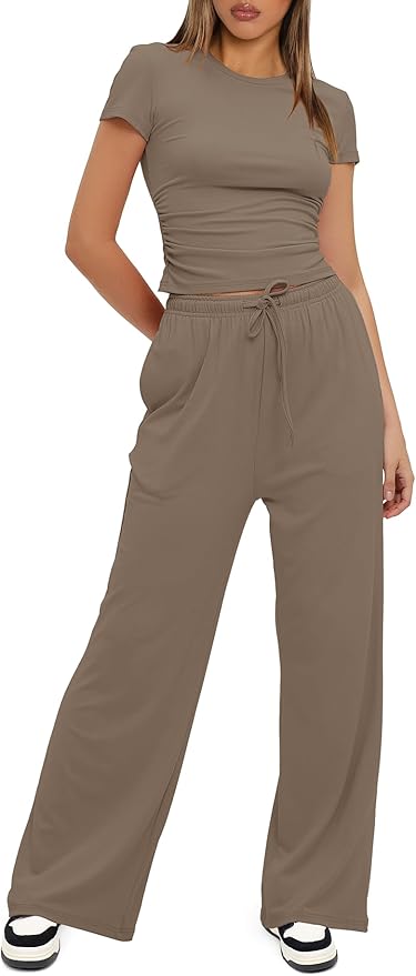 Women's Loungewear Set - Short Sleeve - Pants - 2 Piece
