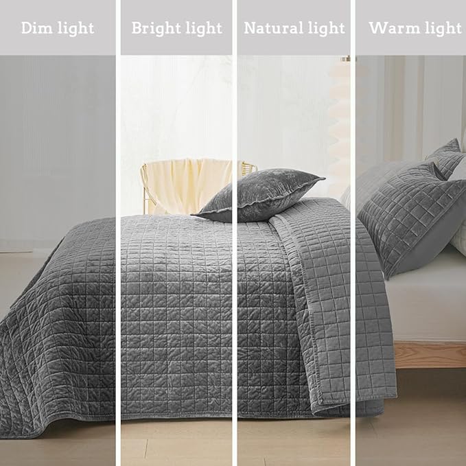 Velvet Quilt Set - California King - 3 Piece