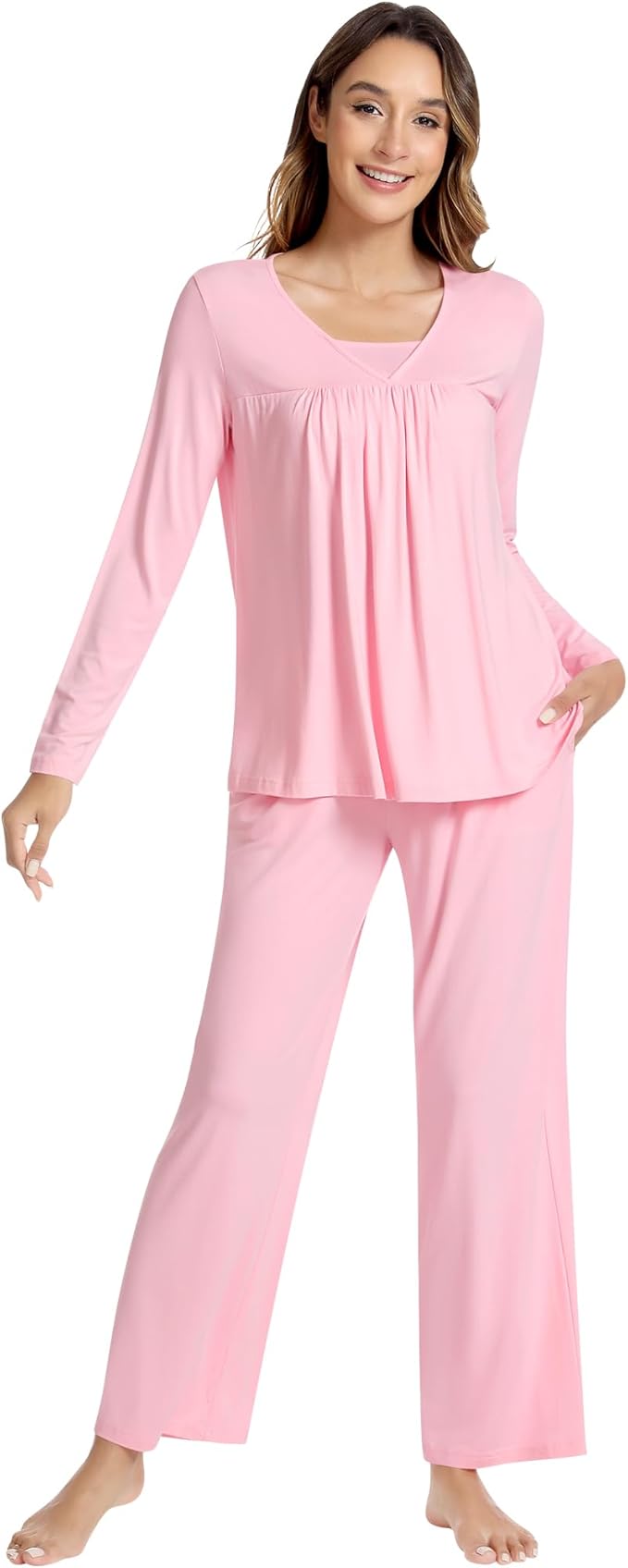 Women's Bamboo Pants Pajama Set - Long Sleeve - 2 Piece