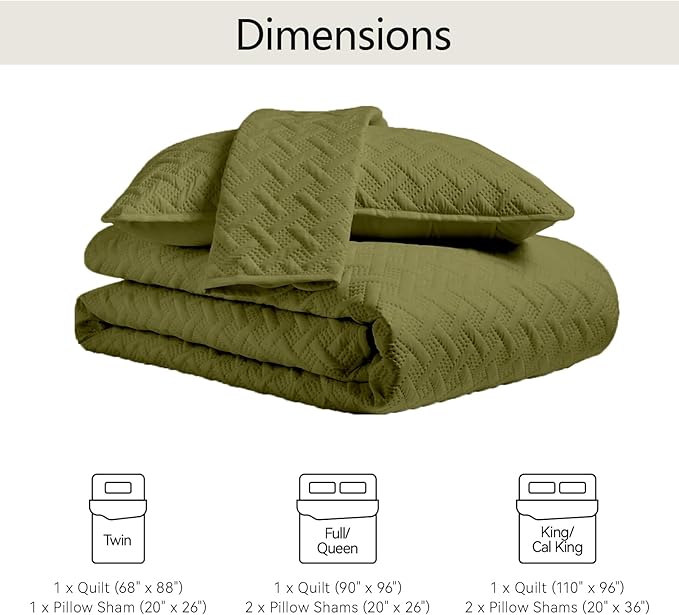 Microfiber Quilt Set - King - 3 Piece