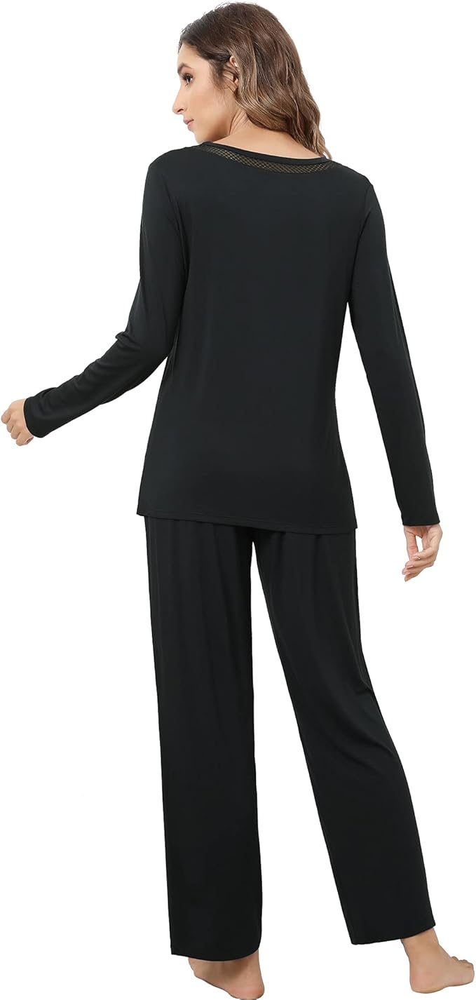 Women's Bamboo Pants Pajama Set - Long Sleeve