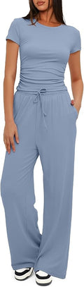 Women's Loungewear Set - Short Sleeve - Pants - 2 Piece