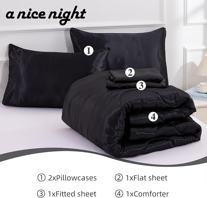 Satin Comforter Set - Queen - 5 Piece
