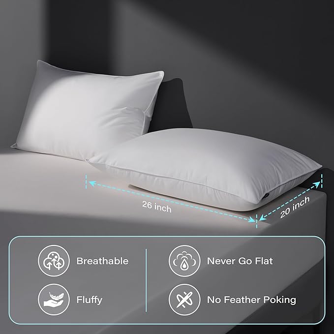 100% Cotton Bed Pillow - Standard - 2 Pack