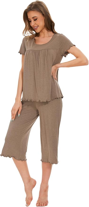 Bamboo Capri Pajama Set - Short Sleeve - 2 Piece