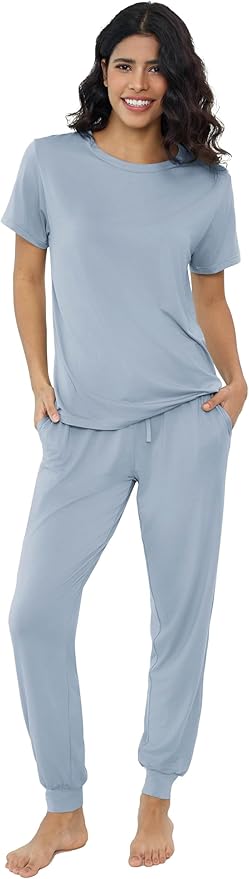 Women's Bamboo Pants Pajama Set - Short Sleeve - 2 Piece