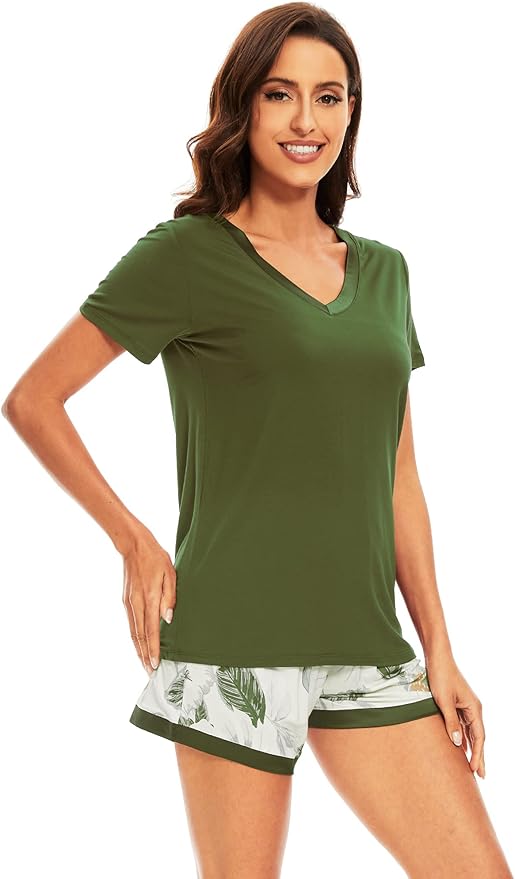 Women's Bamboo Cooling Pajama Set - Short Sleeve - 2 Piece
