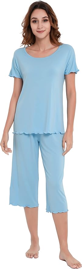 Bamboo Capri Pajama Set - Short Sleeve - 2 Piece
