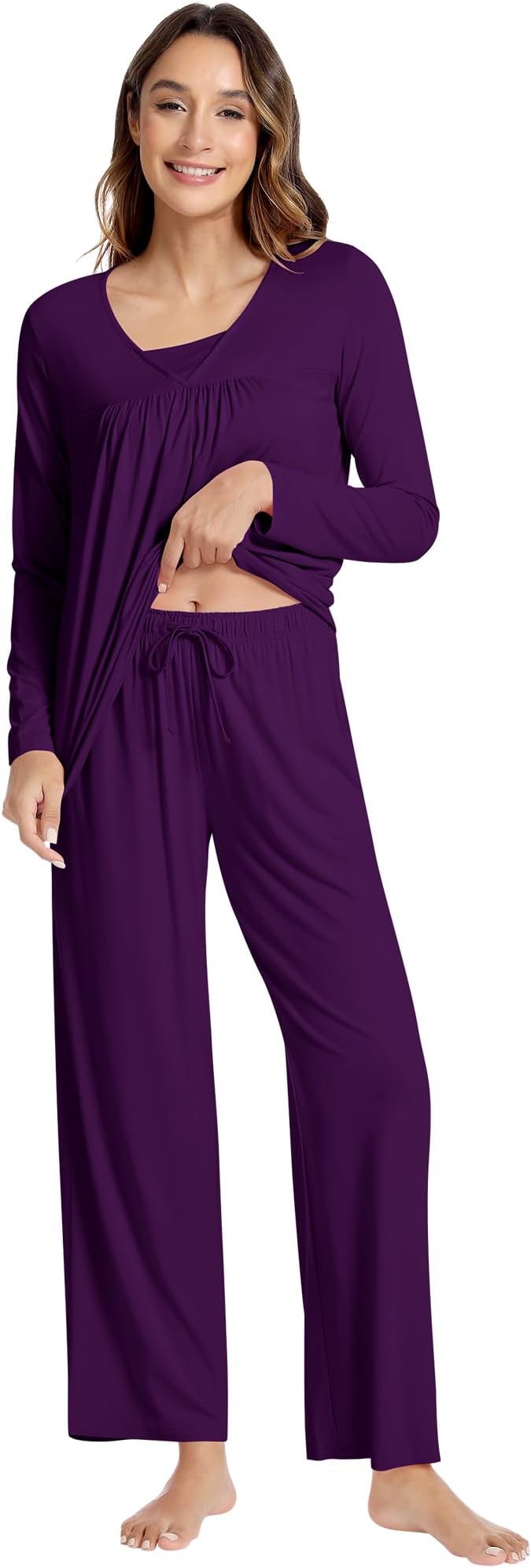 Women's Bamboo Pants Pajama Set - Long Sleeve - 2 Piece