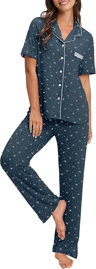 Women's 100% Cotton Pajama Set - Short Sleeve - 2 Piece