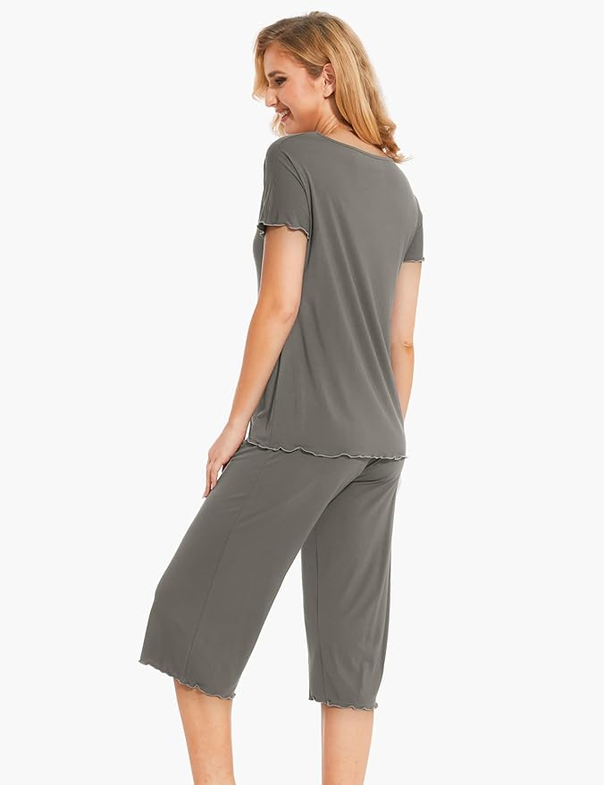 Bamboo Capri Pajama Set - Short Sleeve - 2 Piece